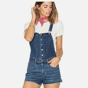 RAG & BONE Lou Denim Overall Shorts Blue (medium)